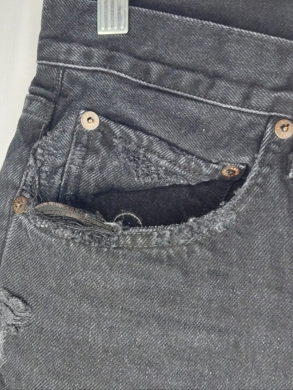 Agolde Black Distressed High-Rise Casual Straight Leg 90's Grunge Style Jeans - Picture 3 of 10